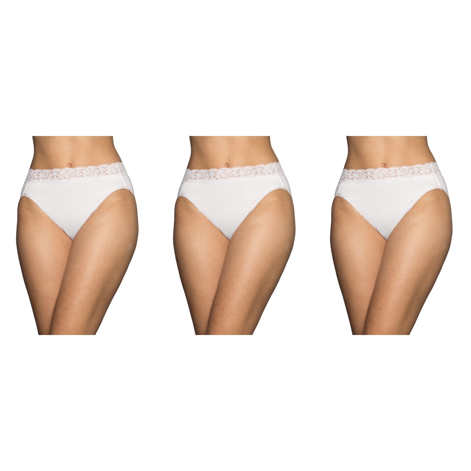 3 Pack Vanity Fair 13280 Flattering Lace Hi-Cut Panty Red White Mint Quartz 6~ 9