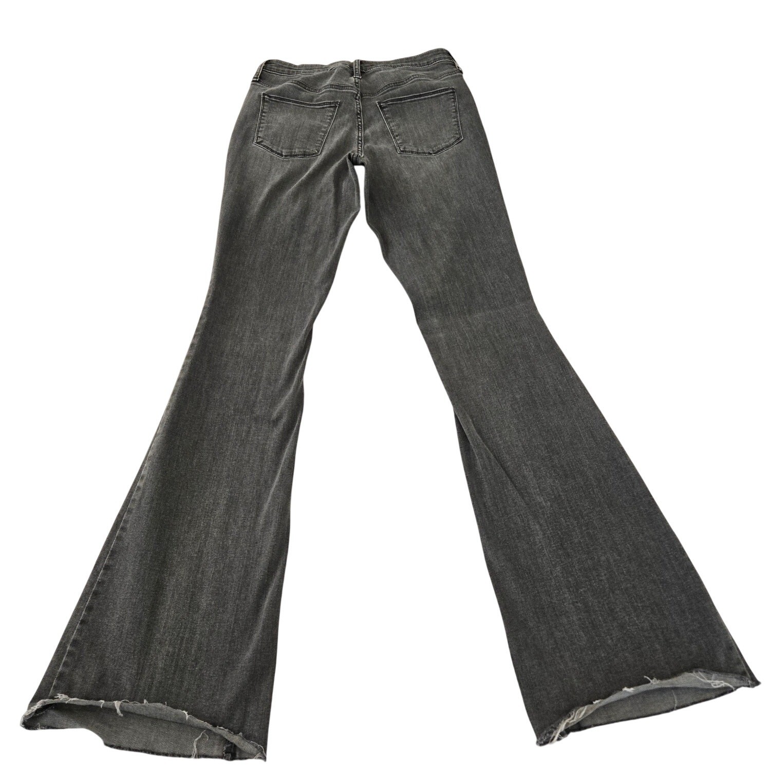 Universal Thread Charcoal Gray Flare Boho Jeans Raw Hem Zip Fly Size 28 Long
