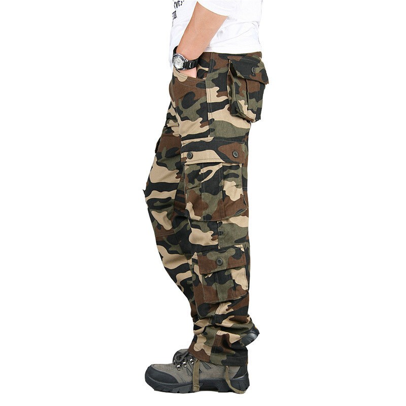 8 Pockets Men’s Cargo Pants Cotton Work Trousers Tactical Combat Outdoor Pant US