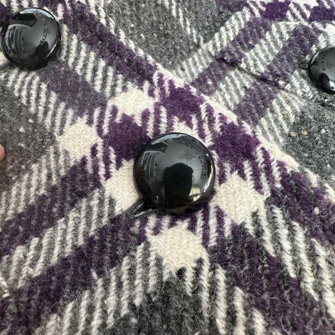 Burberry Check Coat Purple Short Length Size 38