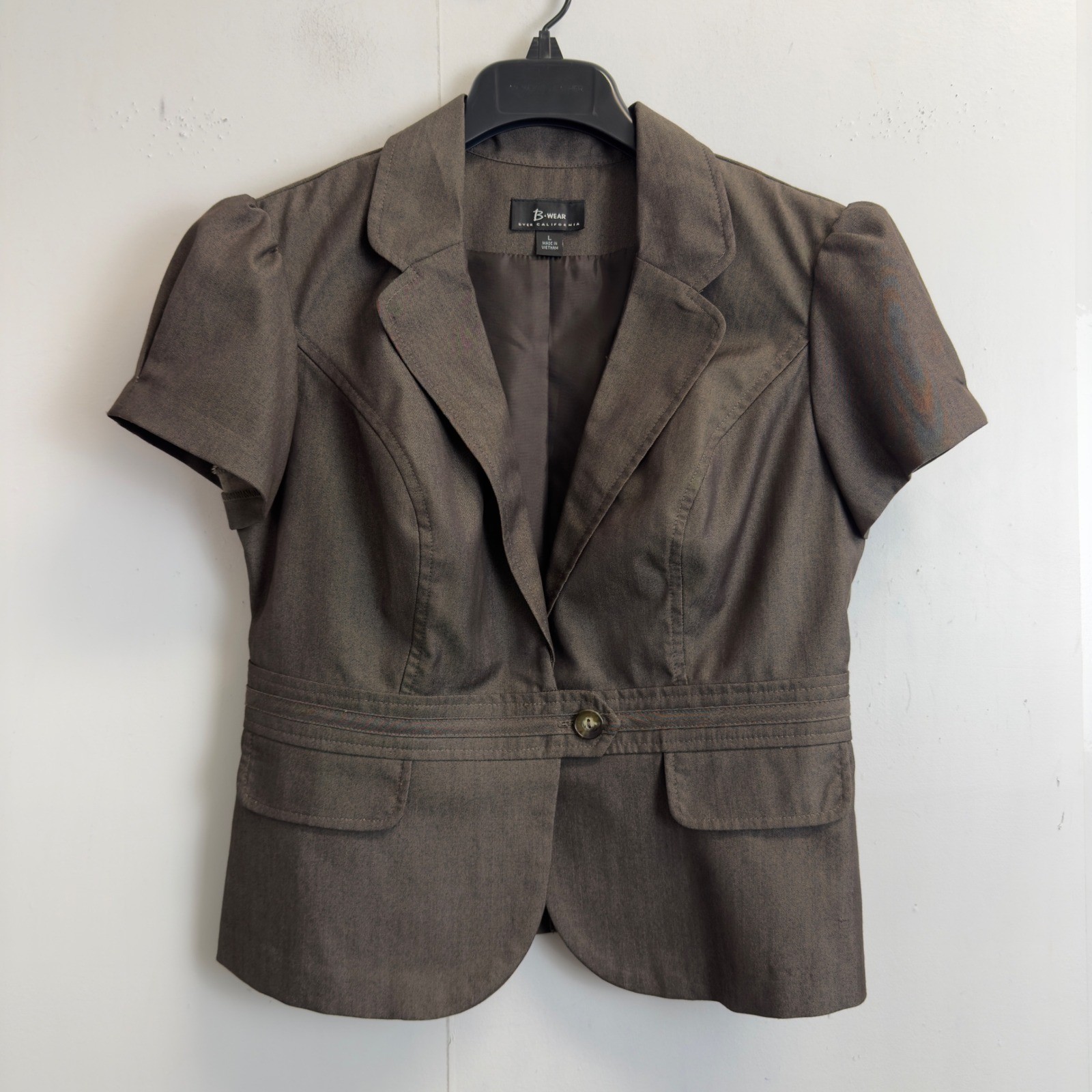 B-Wear Byer California Brown Short Sleeve Blazer and Pencil Skirt Suit Set L