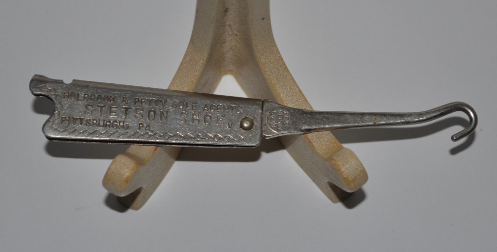 Antique 1903 Advertising Folding Button Hook Stetson Boot Shop, Pittsburgh PA