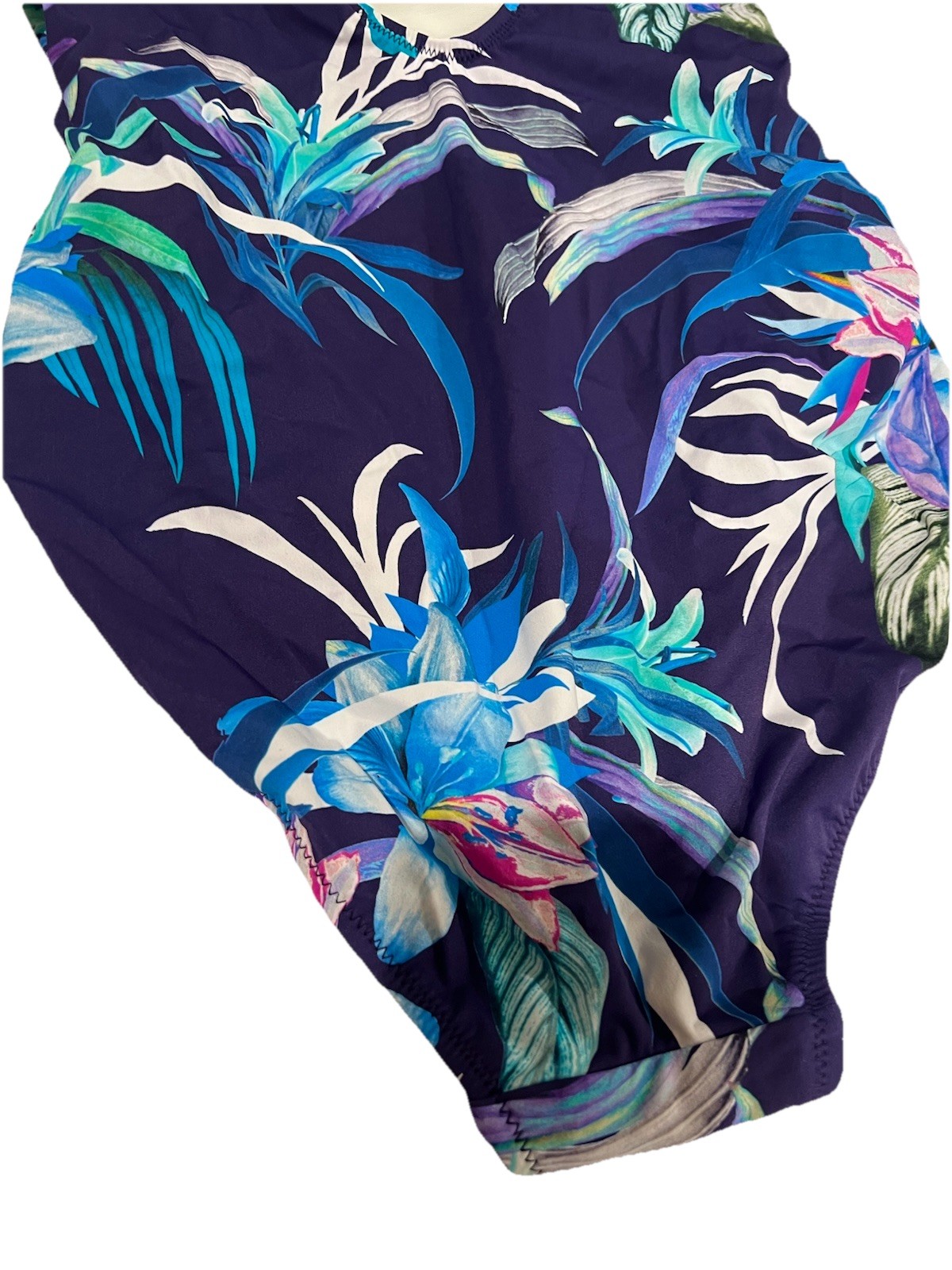 NWT *Defect Stain* Profile By Gottex Size 10 Blue Floral Side Lace-Up Swimsuit