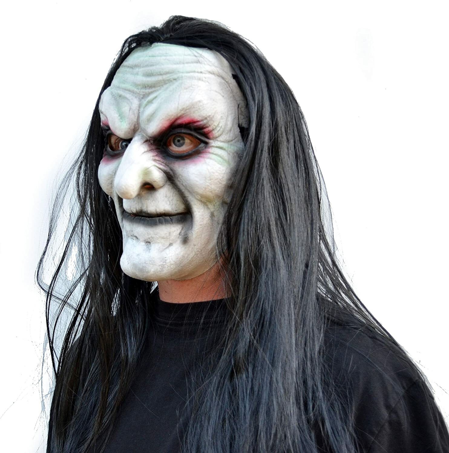 Halloween Witch Mask Scary Comic-con Cosplay Latex Old Costume Mask with Hair