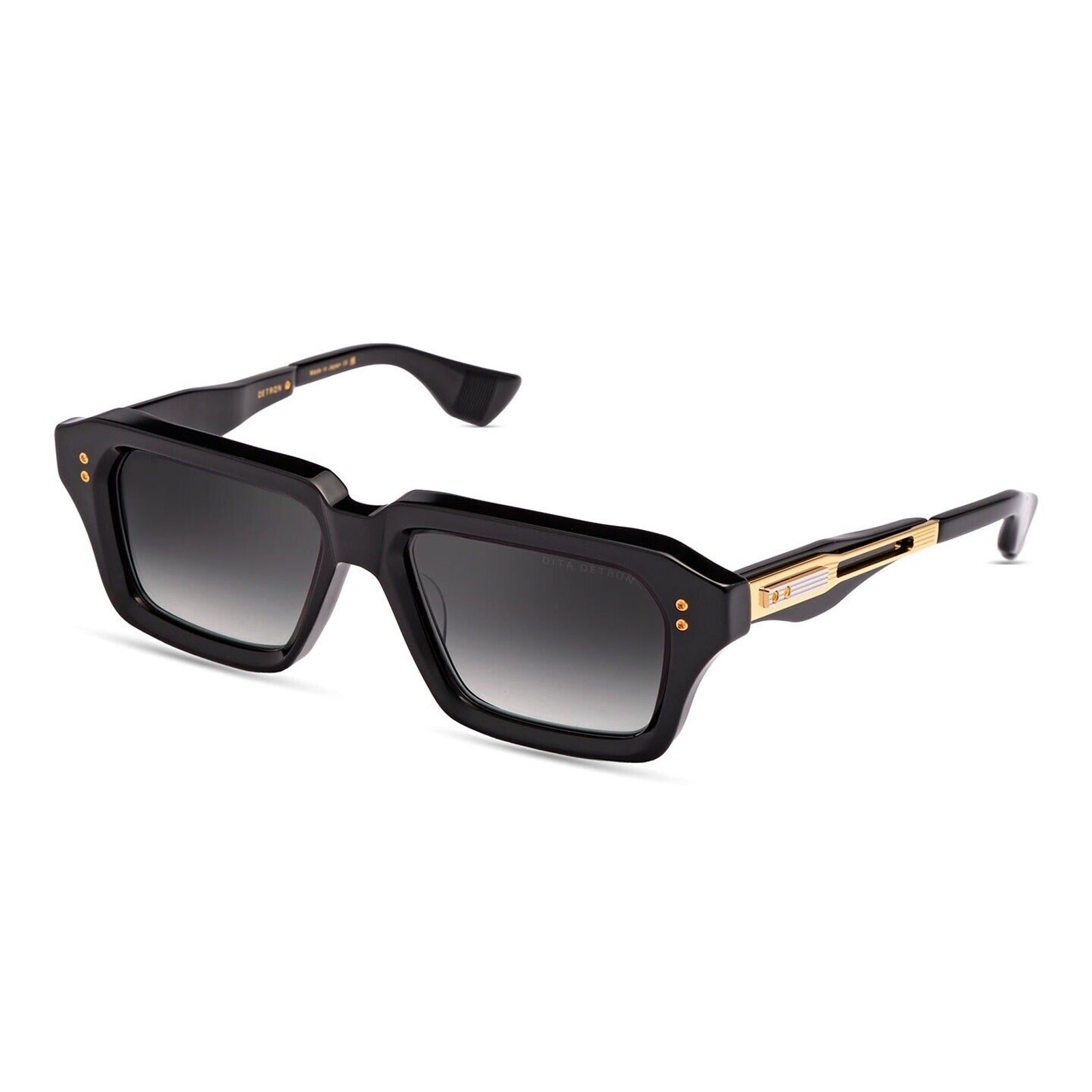 DITA DETRON DTS 459-A-01 Shiny Black Yellow Gold Grey Gradient Lens Sunglasses