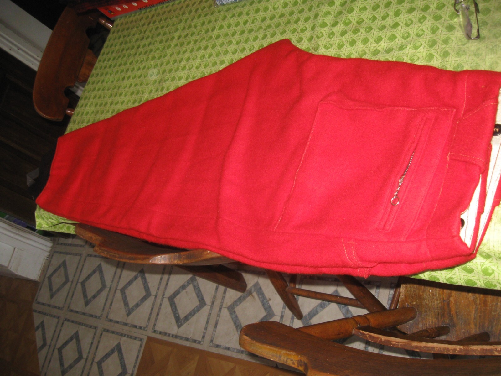 Vintage men Wool Pants Red Hunting 36 X 24 to cuff band 28 to bottom of cuff