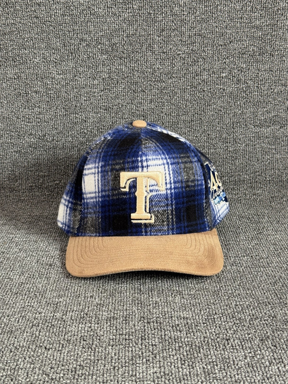 Mitchell & Ness Texas Rangers Plaid Snapback Tan Brim Hat One Size