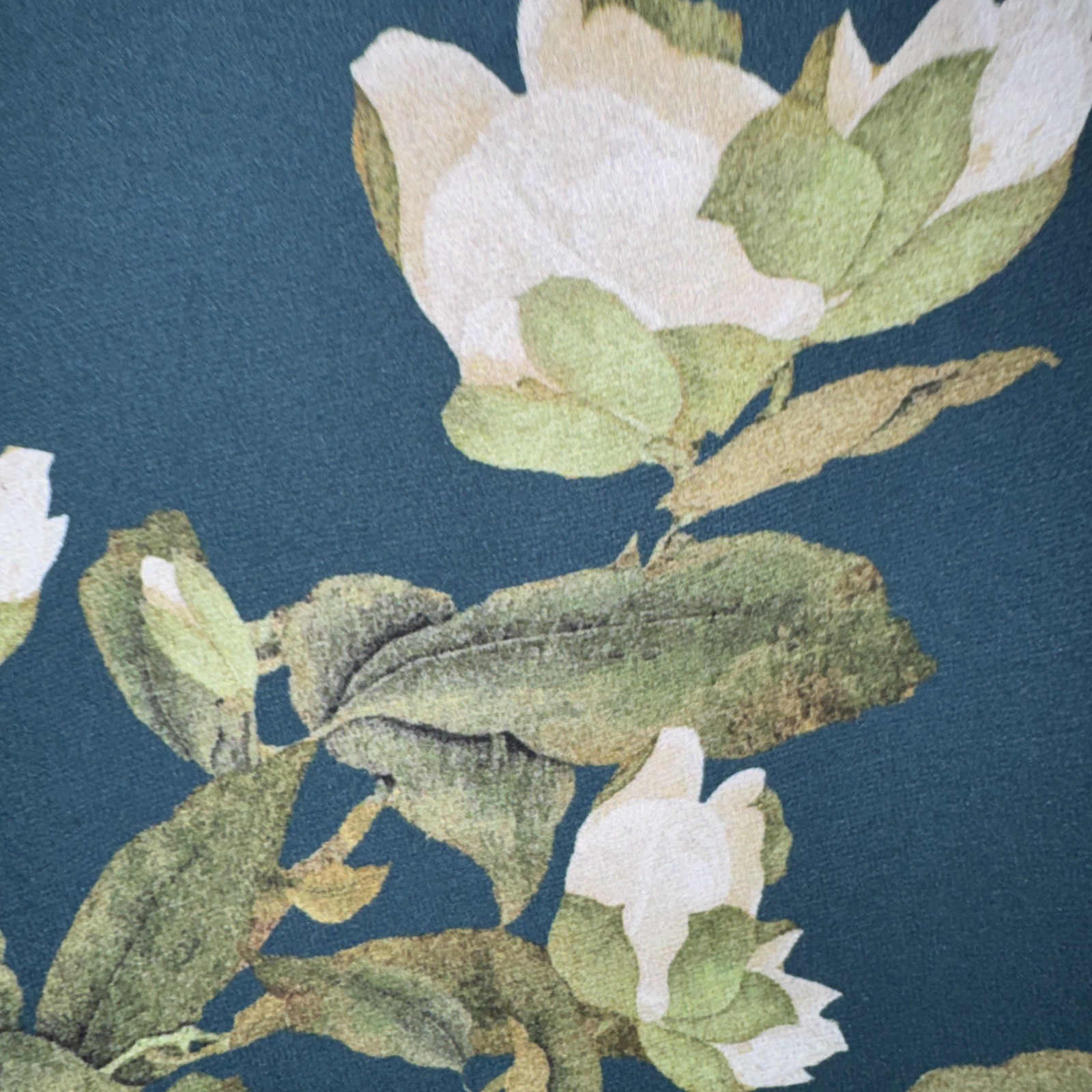 Estelle Navy Blue Flowered Blouse Sheer Long Sleeves Ivory Rose Print plus 3x