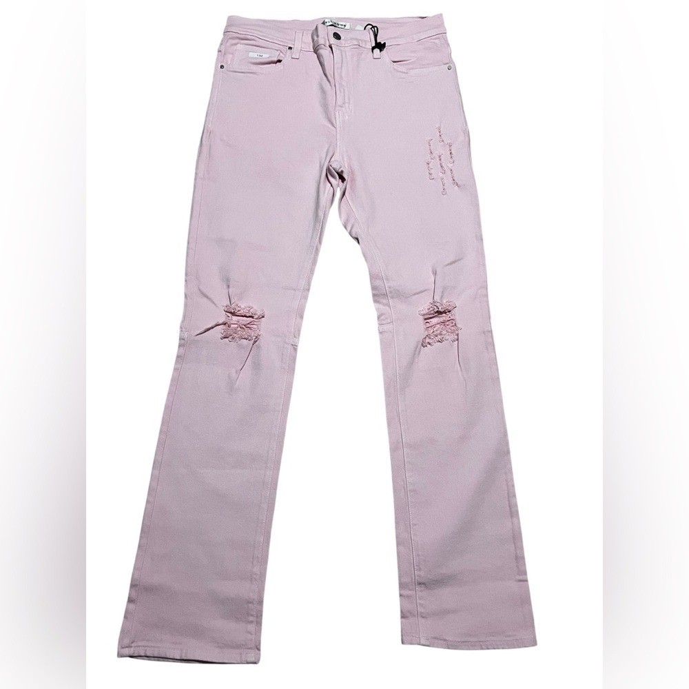 First Row men’s slim straight Pink Distress jeans pants American Flag size 34X32
