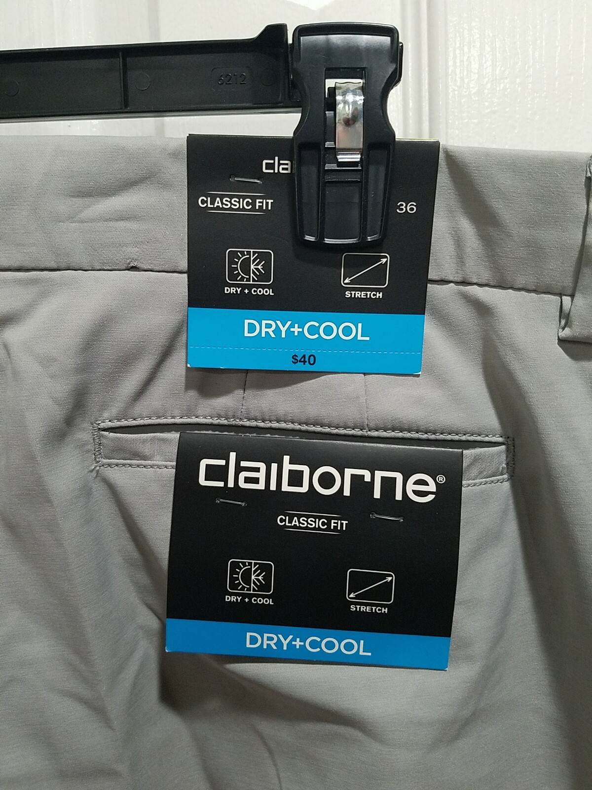 Claiborne Men’s Classic Fit Dry Cool Stretch Tan/Gray Shorts flat 30 32 34 36 38