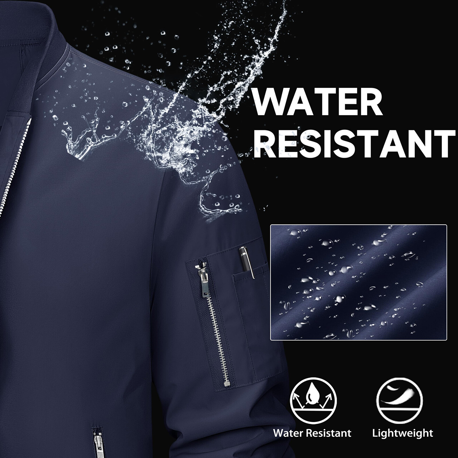 Men’s Lightweight Bomber Jacket Causal Spring Fall Windbreaker Full Zip Outwear