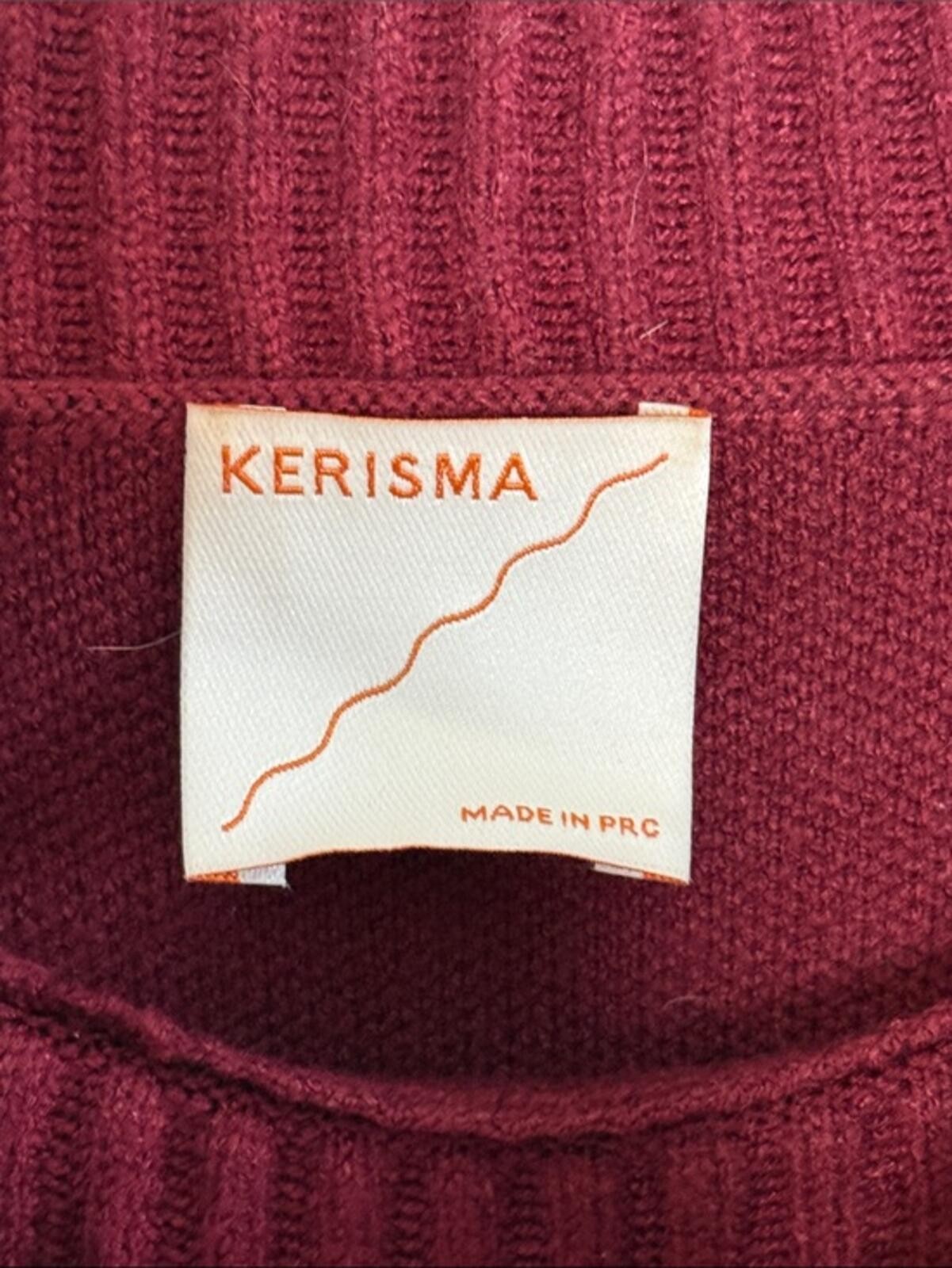 Kerisma Burgundy Angora Blend Mock Neck Oversized Sweater One Size