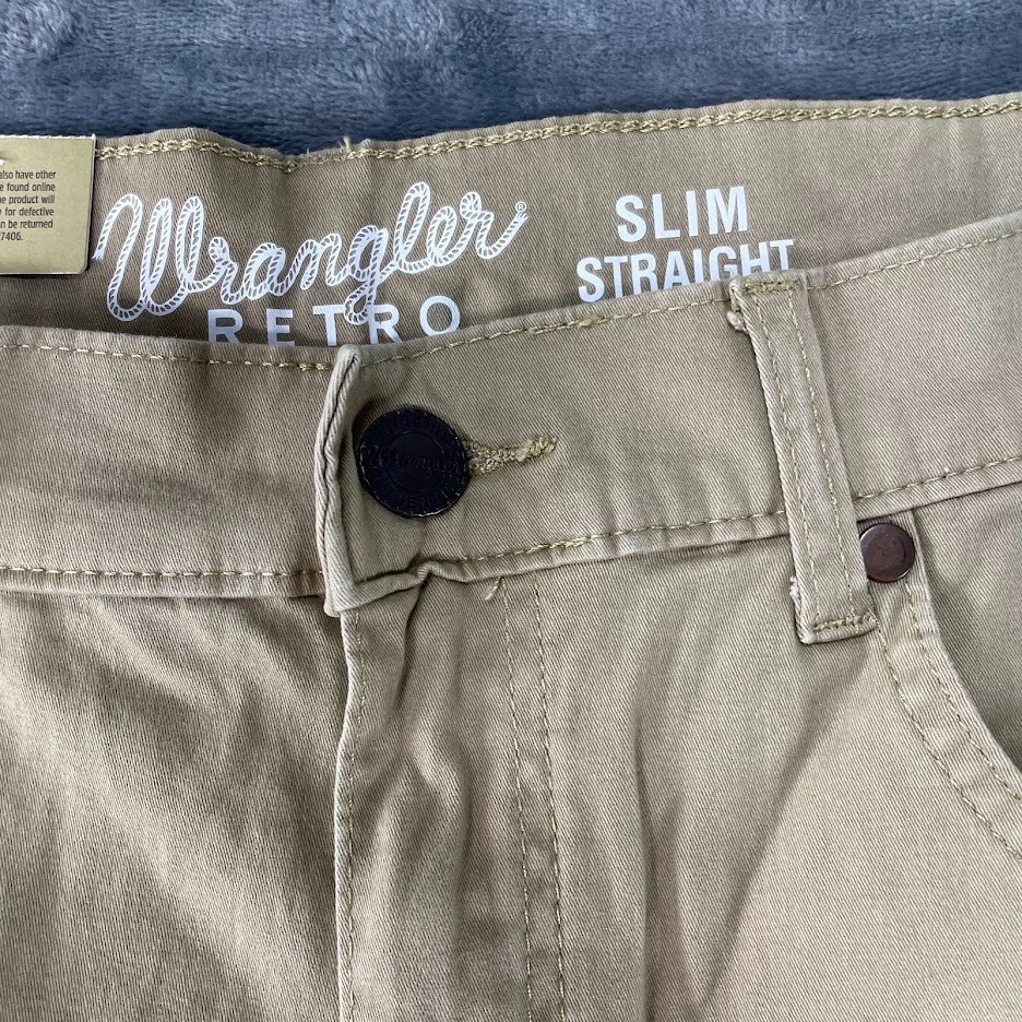 Wrangler Retro Slim Straight Pants Mens 32×34 Fawn NWT 5-Pocket Cowboy Western