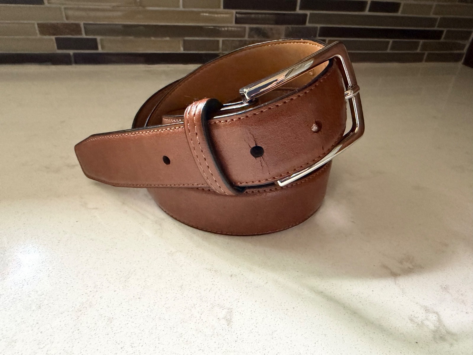 Docker’s Brown Leather Belt Men’s Size L (38-40) 1 Inch Wide