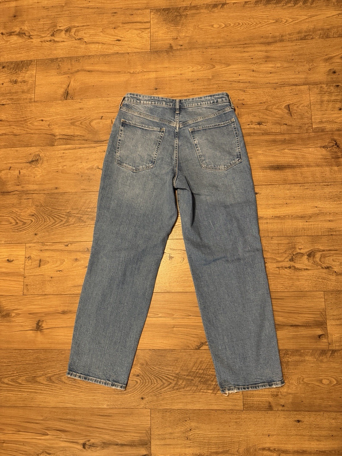 OLD NAVY OG Loose Wide Leg Jeans MEDIUM WASH BLUE size 12 Distressed