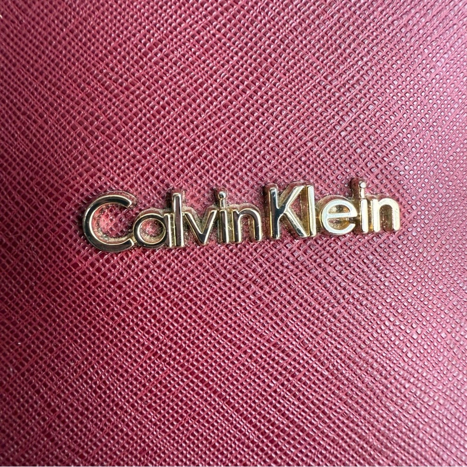 Calvin Klein Saffiano Leather Tote Bag – Burgundy