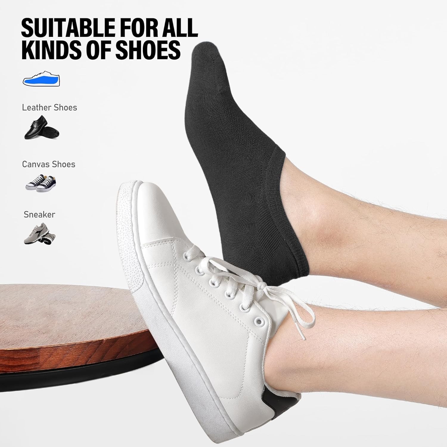 Mens No Show Socks Cotton Thin High Elasticity Low Cut Ankle Socks 6 Pairs