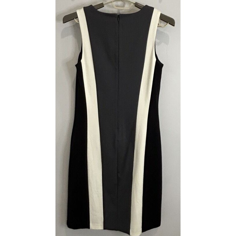 Boden Sheath Dress Black Gray White Colorblock Sleeveless Stretch Career 8L 8