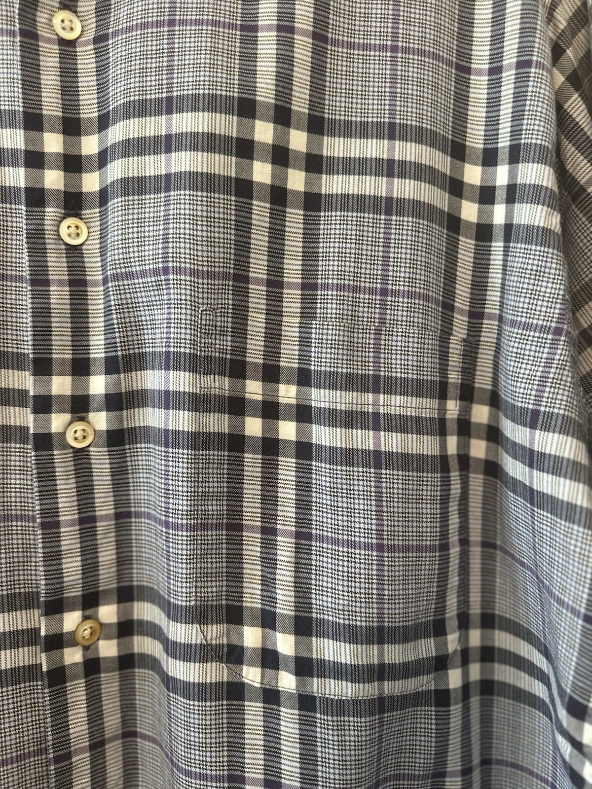 Burberry London Mens Plaid Button Front Shirt Medium Gray Purple Cotton USA