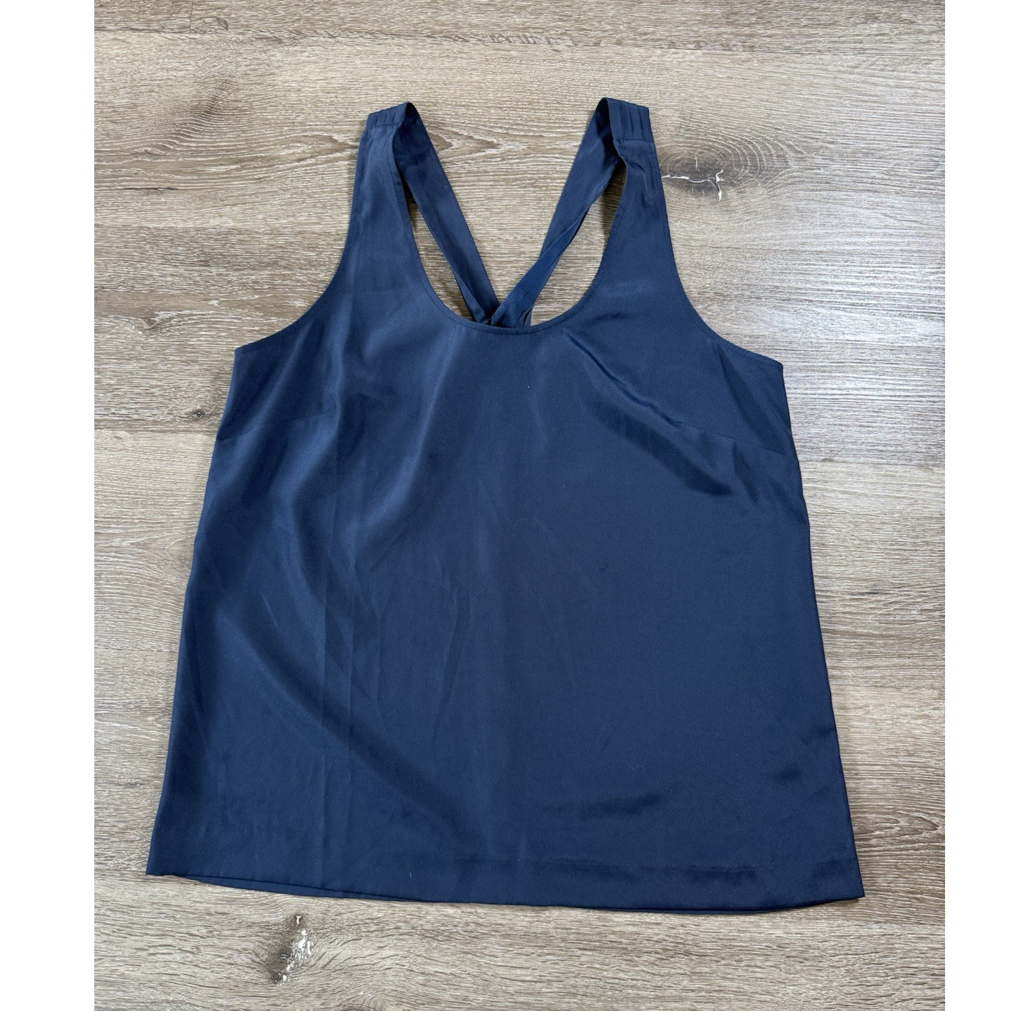 J.Crew Pleated Strap Satin Tank Top Navy Blue Women’s Size 10 (197)
