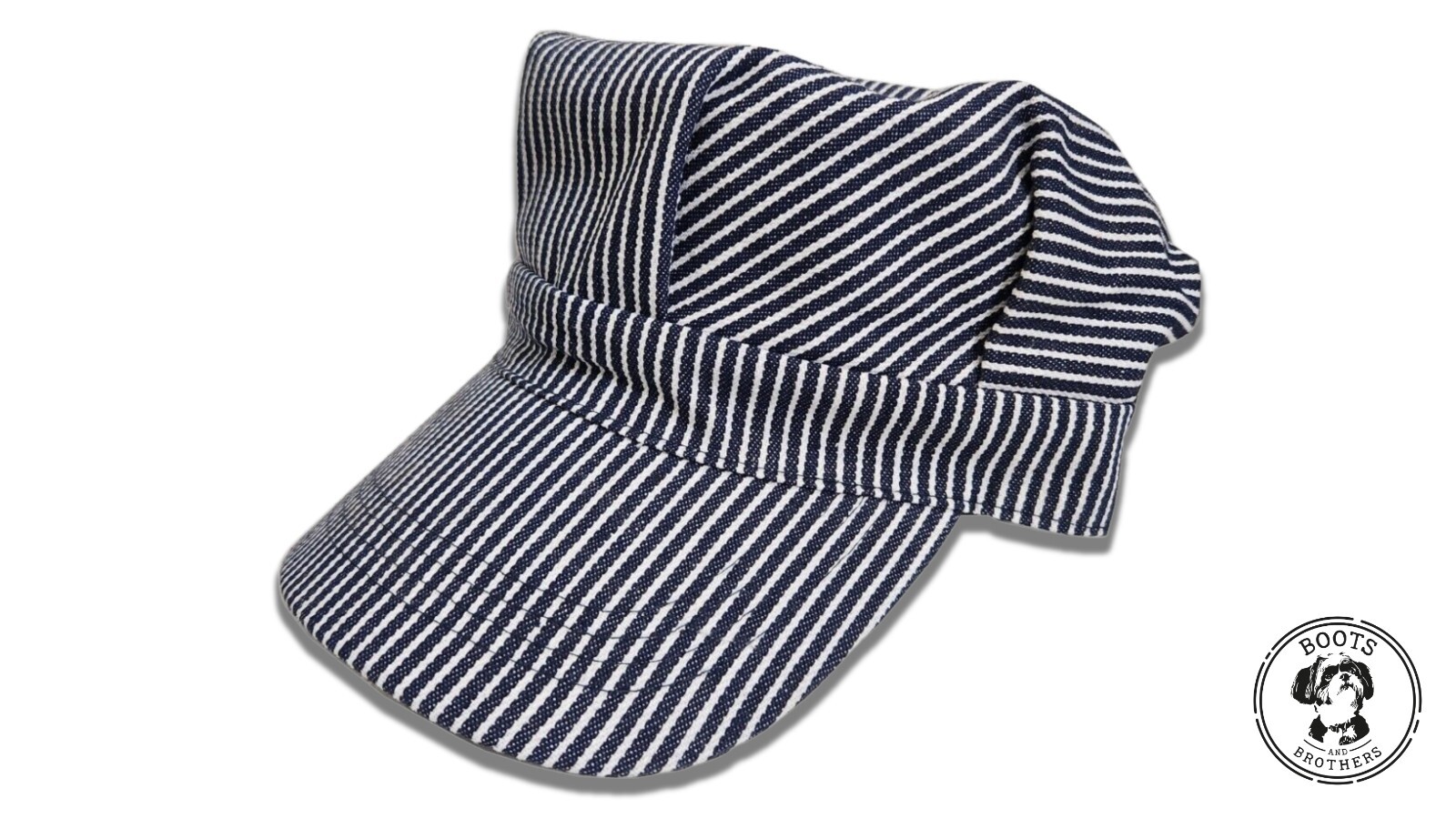 Train Conductor Hat Striped Engineer Cap Blue Hickory Stripe Railroad Military