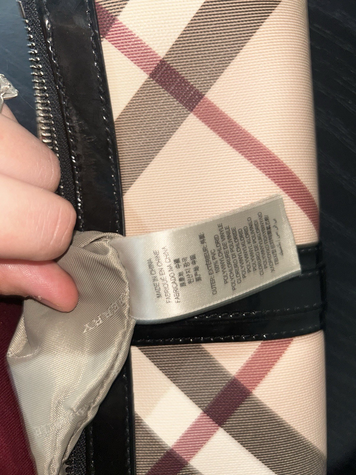 Burberry Beige Check Zip Wristlet Clutch Pouch w/ Original Dust Bag