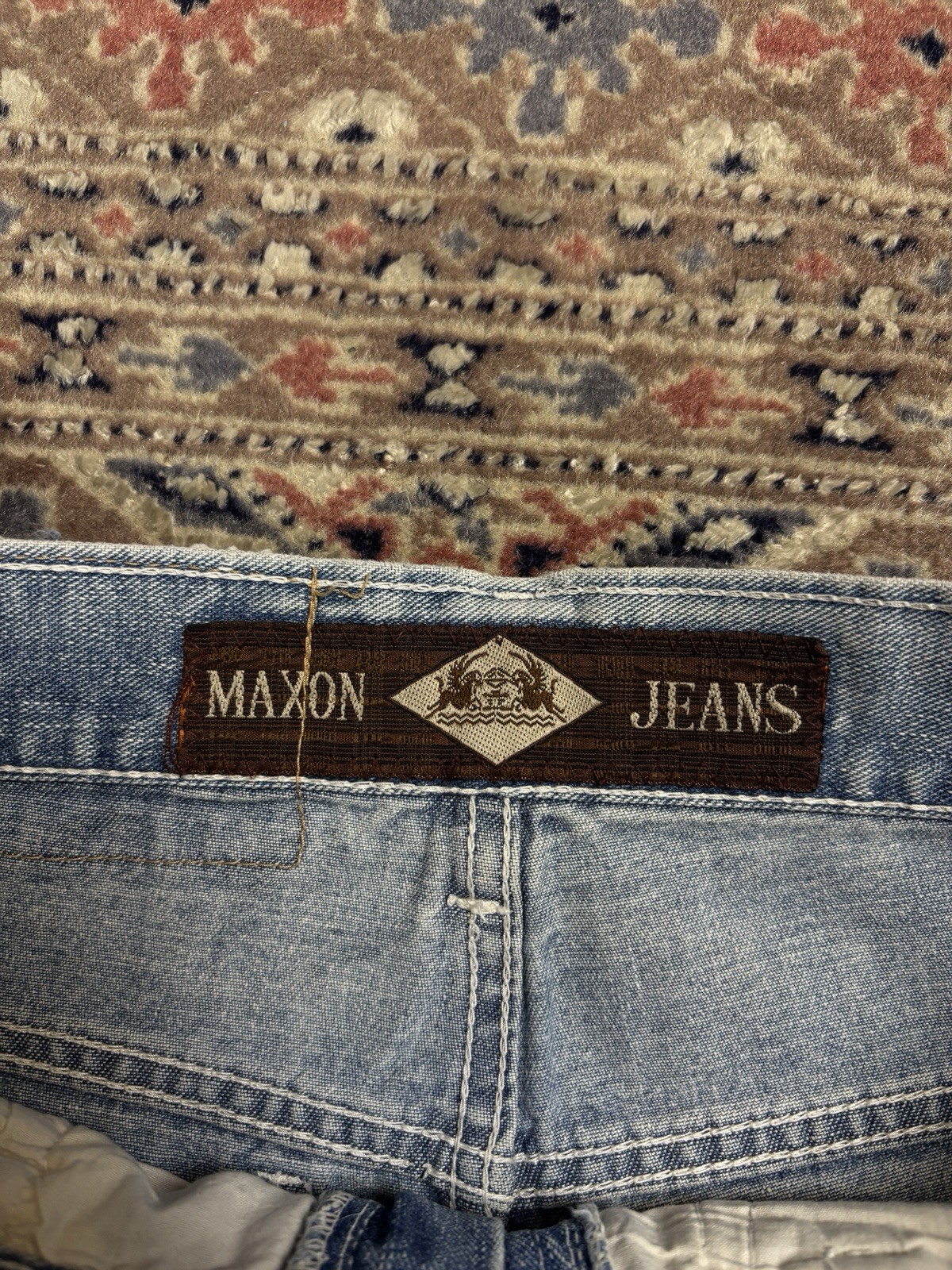 Maxon Baggy Cargo Jeans Y2K Vintage Wide Leg Light Wash Denim L