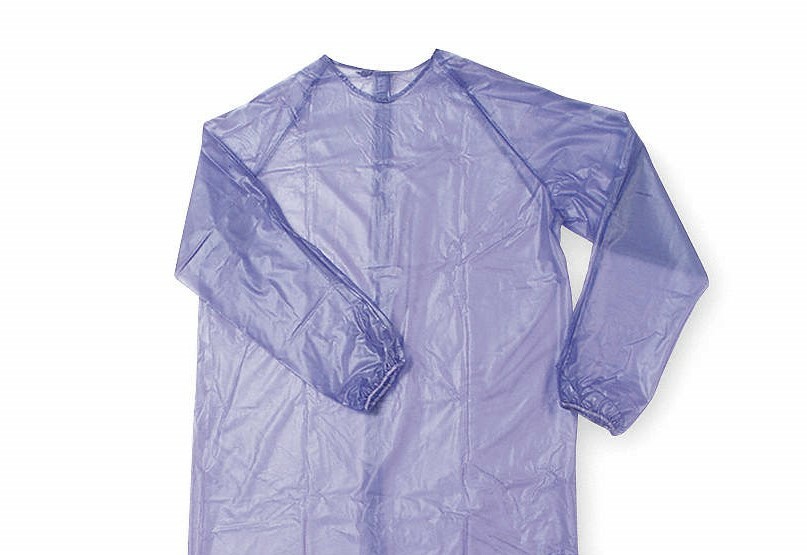 Hoodless Rain Coat Jacket HEAVY Blue Vinyl Material Sealed Seams 8 Mil Festival