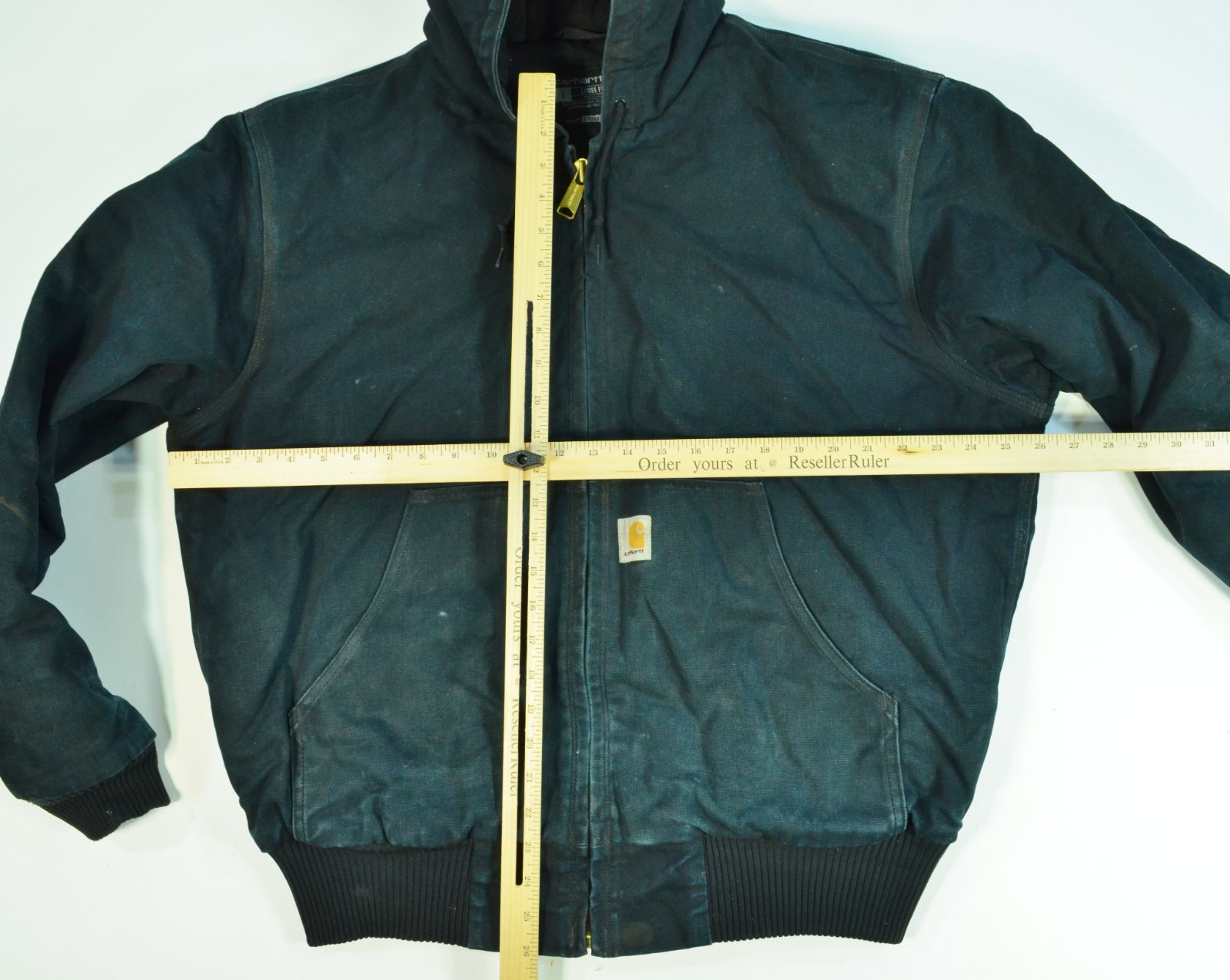 Carhartt Black Loose Fit 0J0140-M Quilted Faded Canvas Jacket J140 Size Large