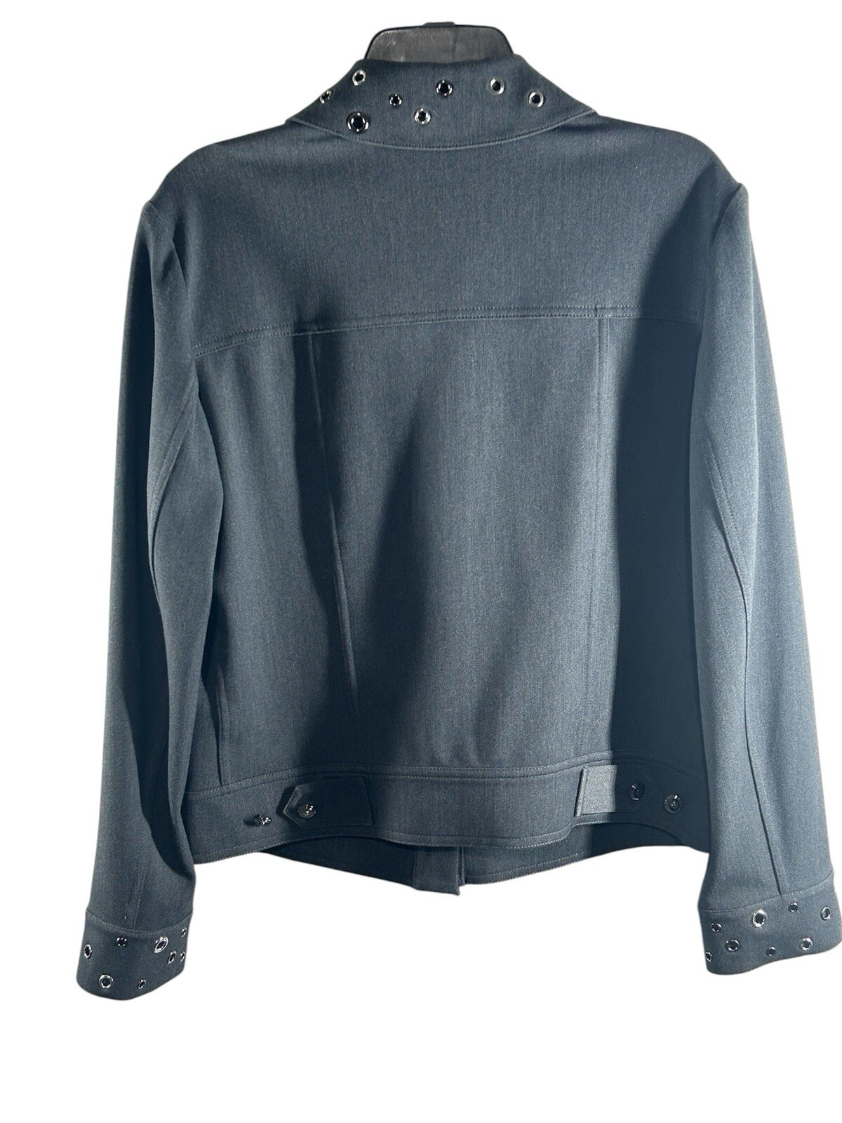 St John Sport Blazer Jacket By Marie Gray Charcoal Gray With Grommets Size Sm