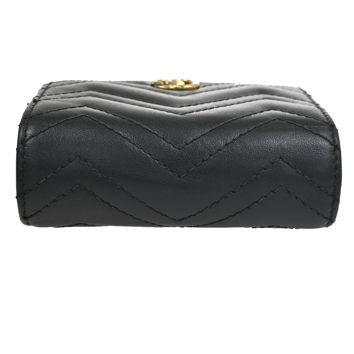 GUCCI GG Marmont Compact Bifold Wallet Purse Leather Black GHW Italy 69YH976
