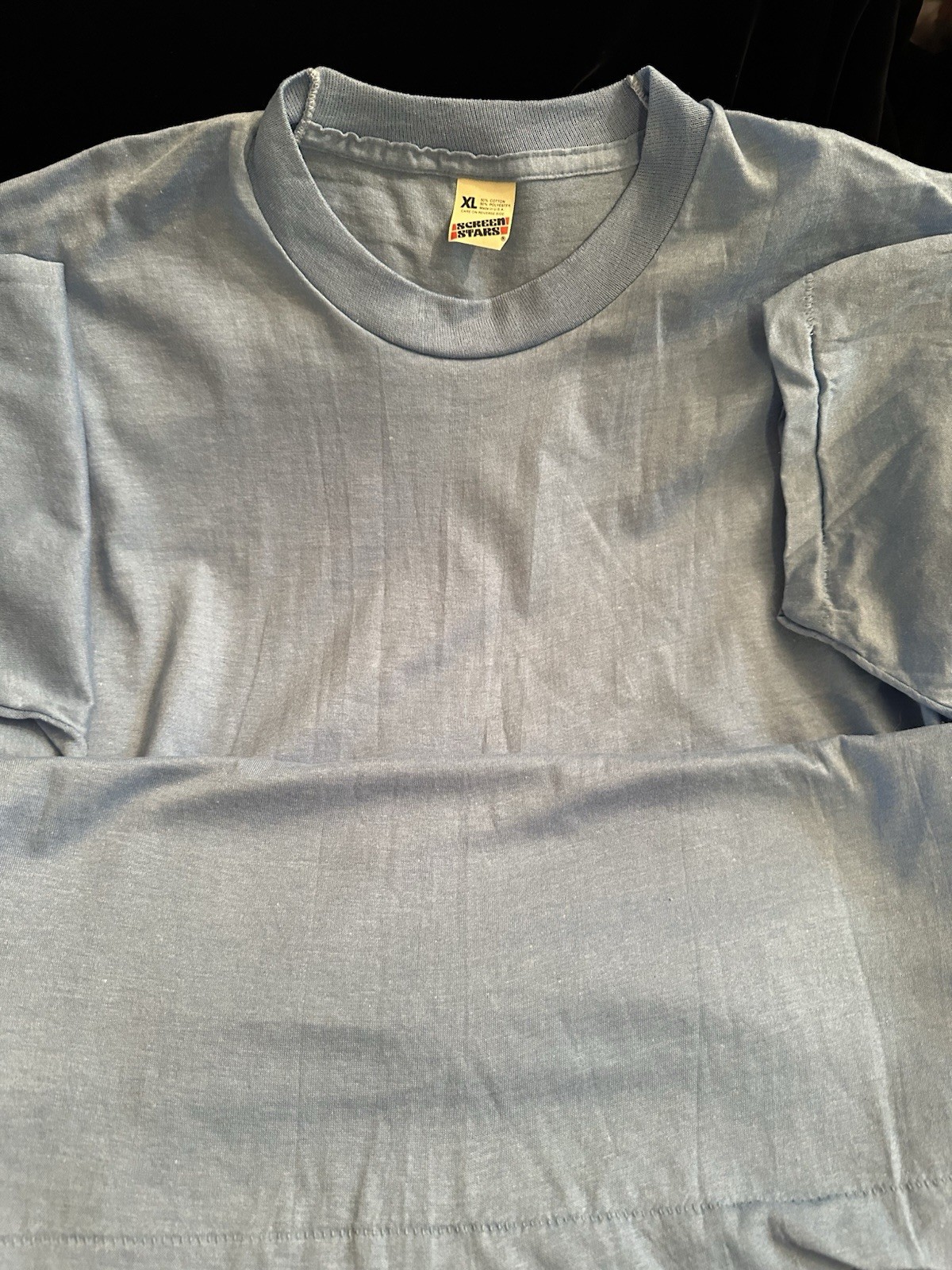 Vtg Screen Stars XL Blank Light Blue T-Shirt 80’s Single Stitch Lightweight USA
