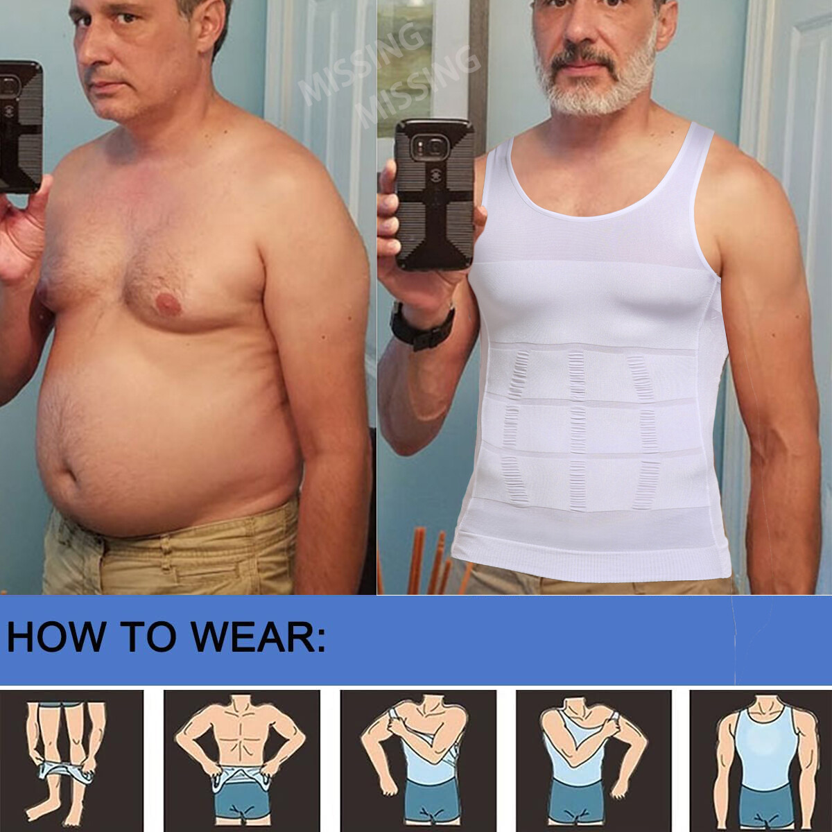 Men Gynecomastia Compression Shirt Chest Control Body Shaper Slim Vest Tank Top
