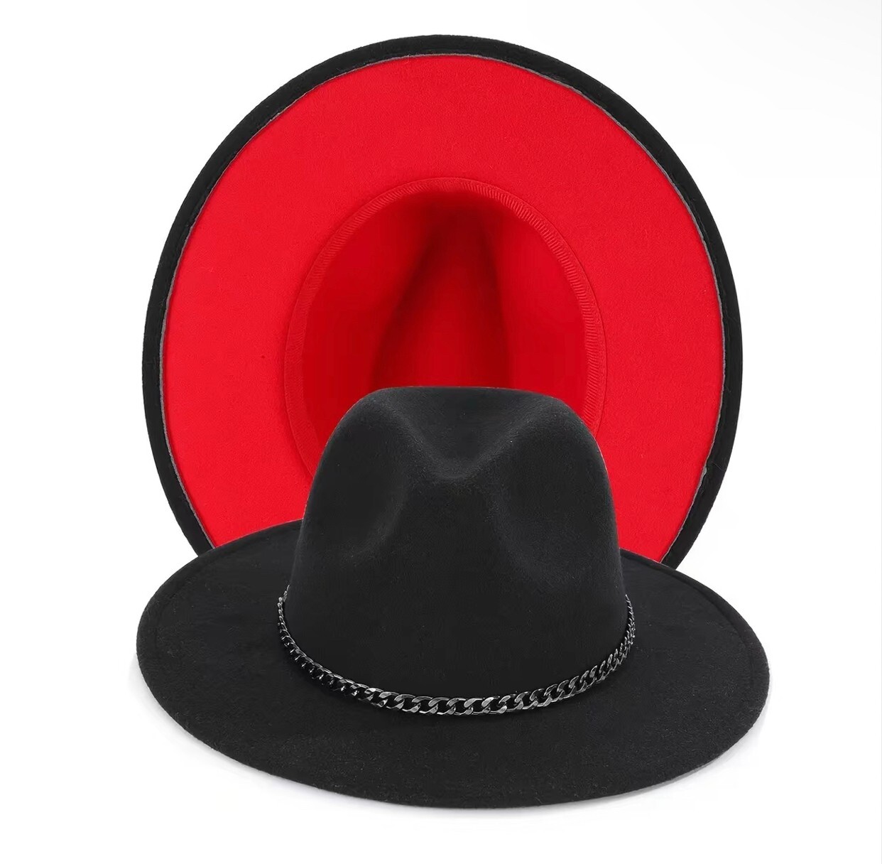 Wide Brim Wool Felt Panama-Adult Cap Hat Casual Jazz Cap for Men Women