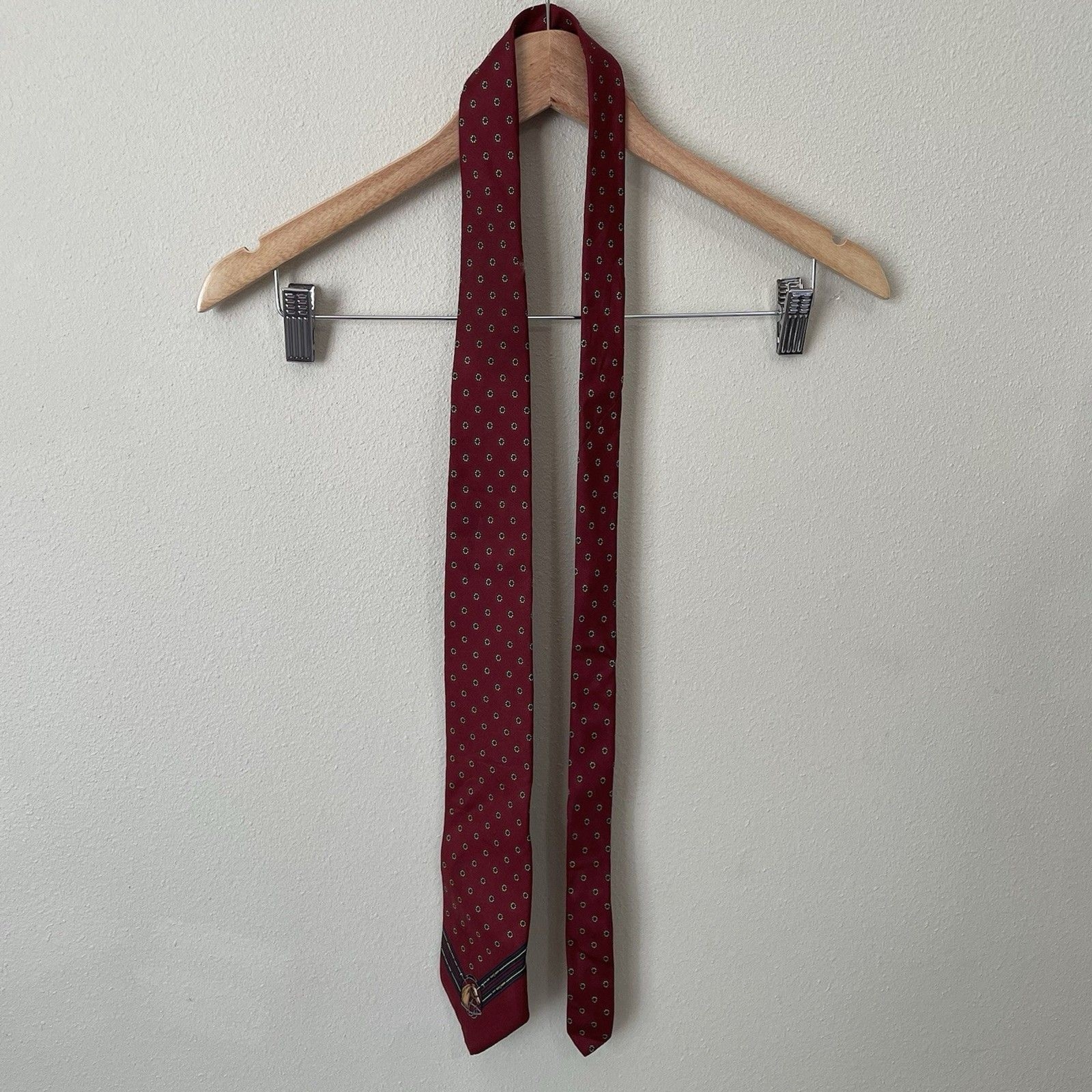 VTG Ralph Lauren Horse Necktie Red Equestrian Tie Chaps RL 100% Silk