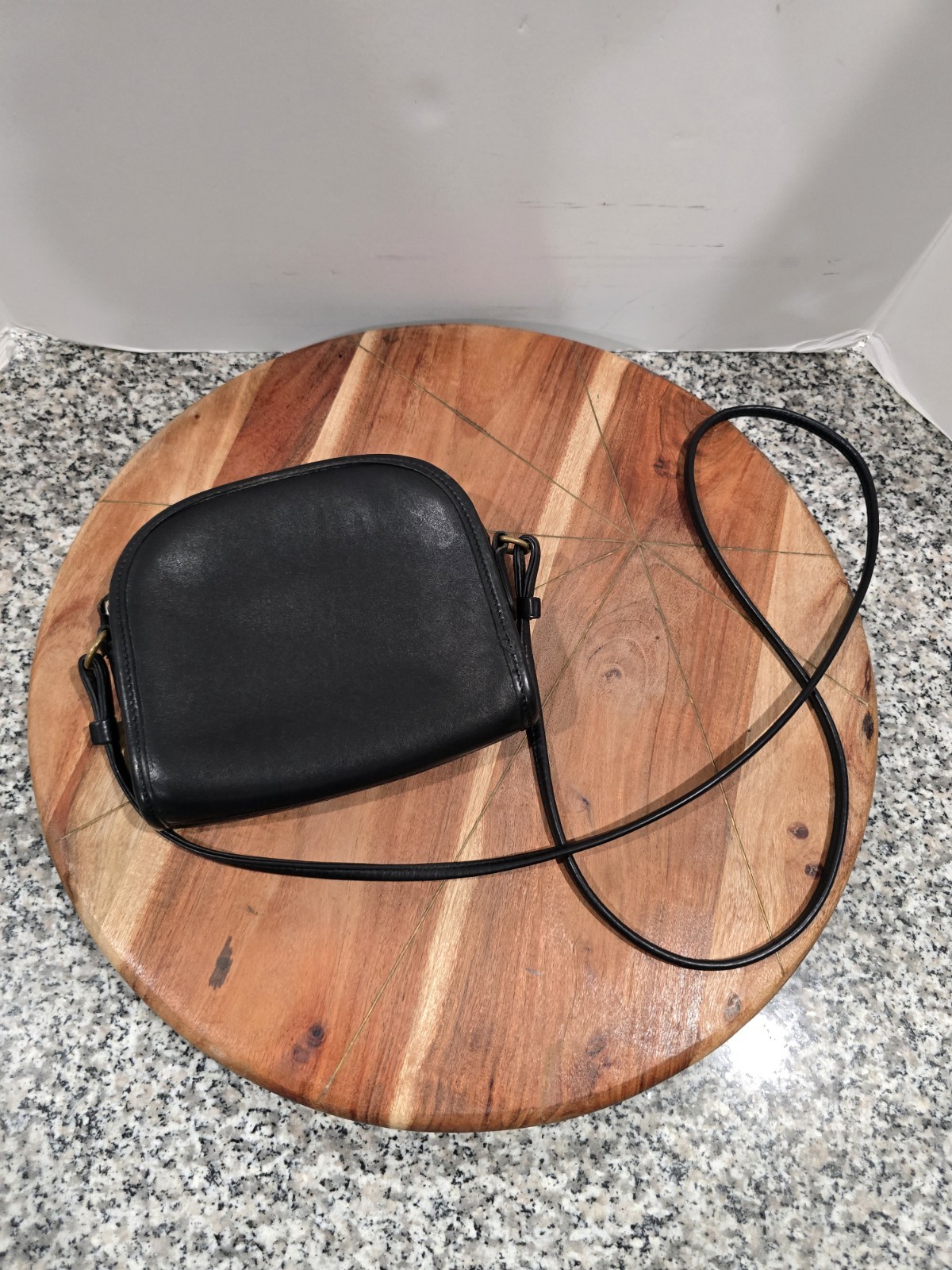 Vintage Coach Abbie Crossbody Bag 9017 Black Leather Zip Top Mini Purse