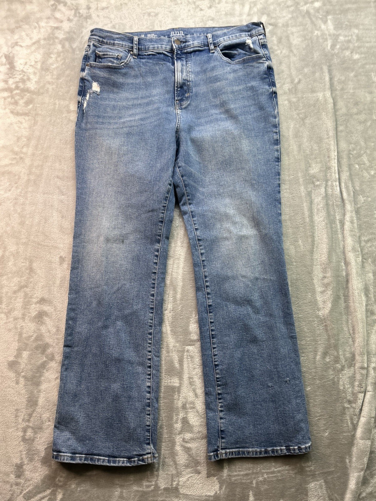 A.n.a. High Rise Vintage Bootcut Stretch Distressed Jeans Womens Plus Sz 18 Blue