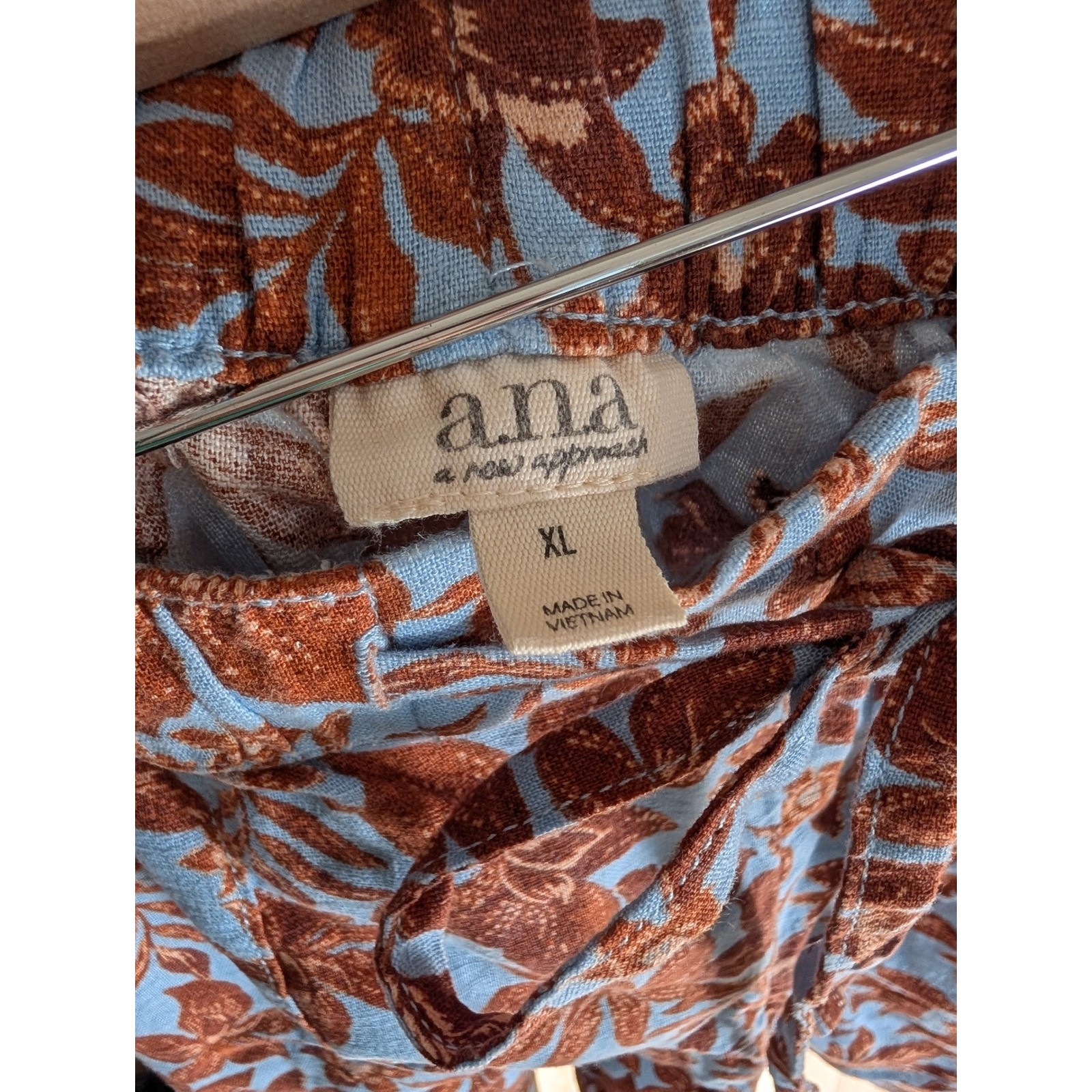 a.n.a Floral Linen Blend Shorts Elastic Waist Tie Summer Beach Boho Womens XL