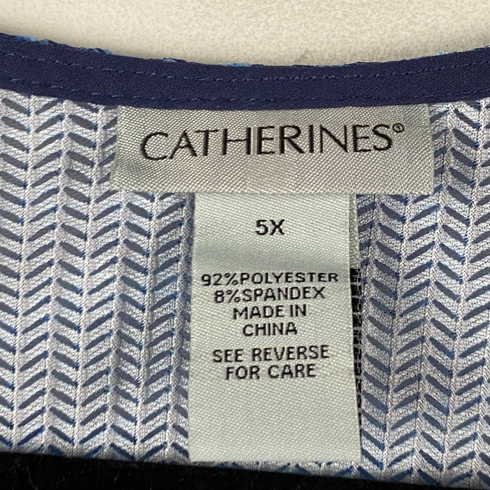 Catherines Open Front Cardigan Size 5X Blue Paisley 3/4 Sleeves Open Weave