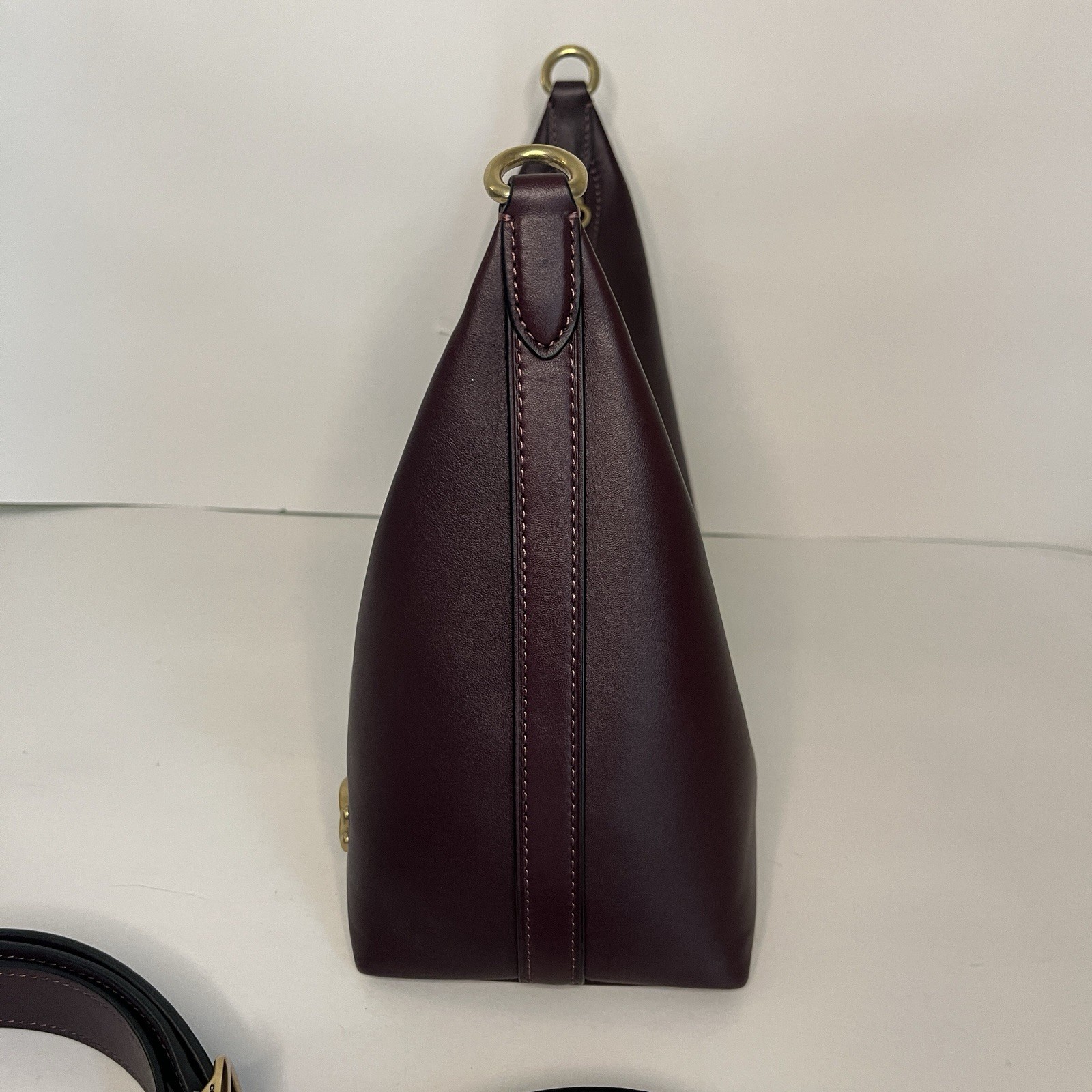 COACH Juliet Shoulder Bag Black Currant Glovetanned Leather Brass Hardware CR981