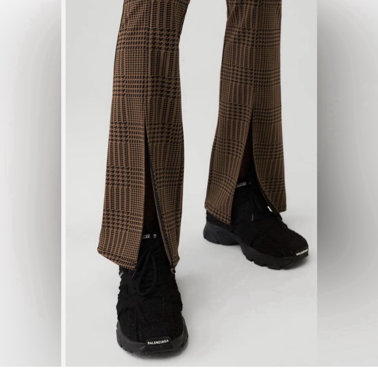 NWOT Alo Jacquard High-Waist Glenplaid Flare Leggings Cinnamon Brown/Black XS