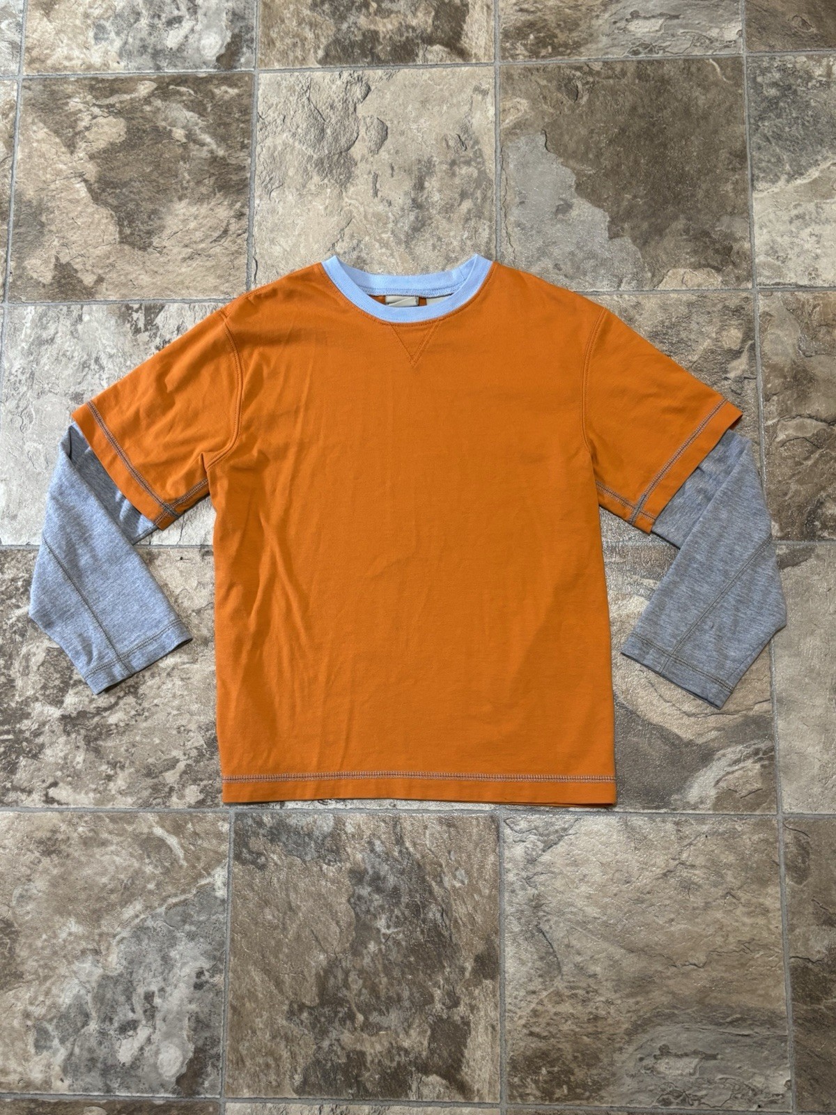 Vintage Kids L.L Bean Orange/Grey Long Sleeve Shirt Size Youth Medium