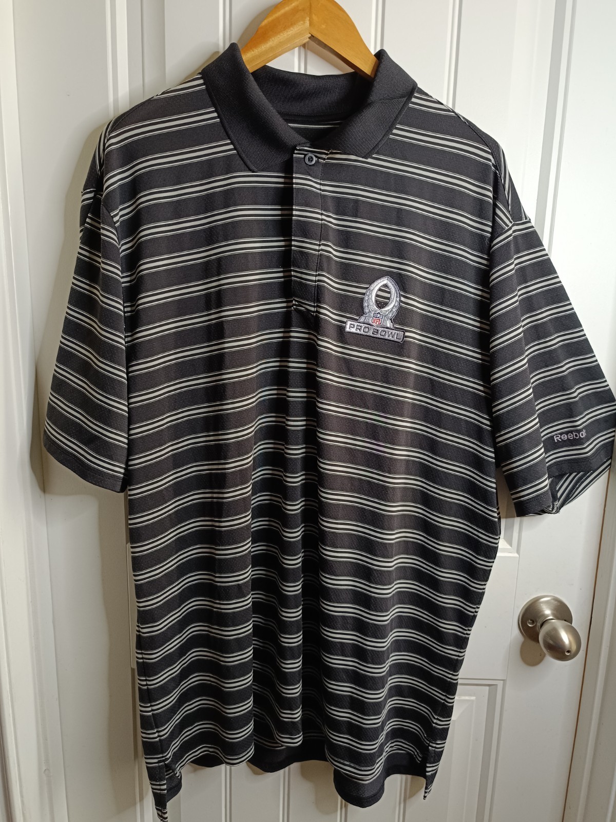 Reebok NFL Pro Bowl Striped Polo Men’s XL Football Golf Preppy Sports Casual Dad