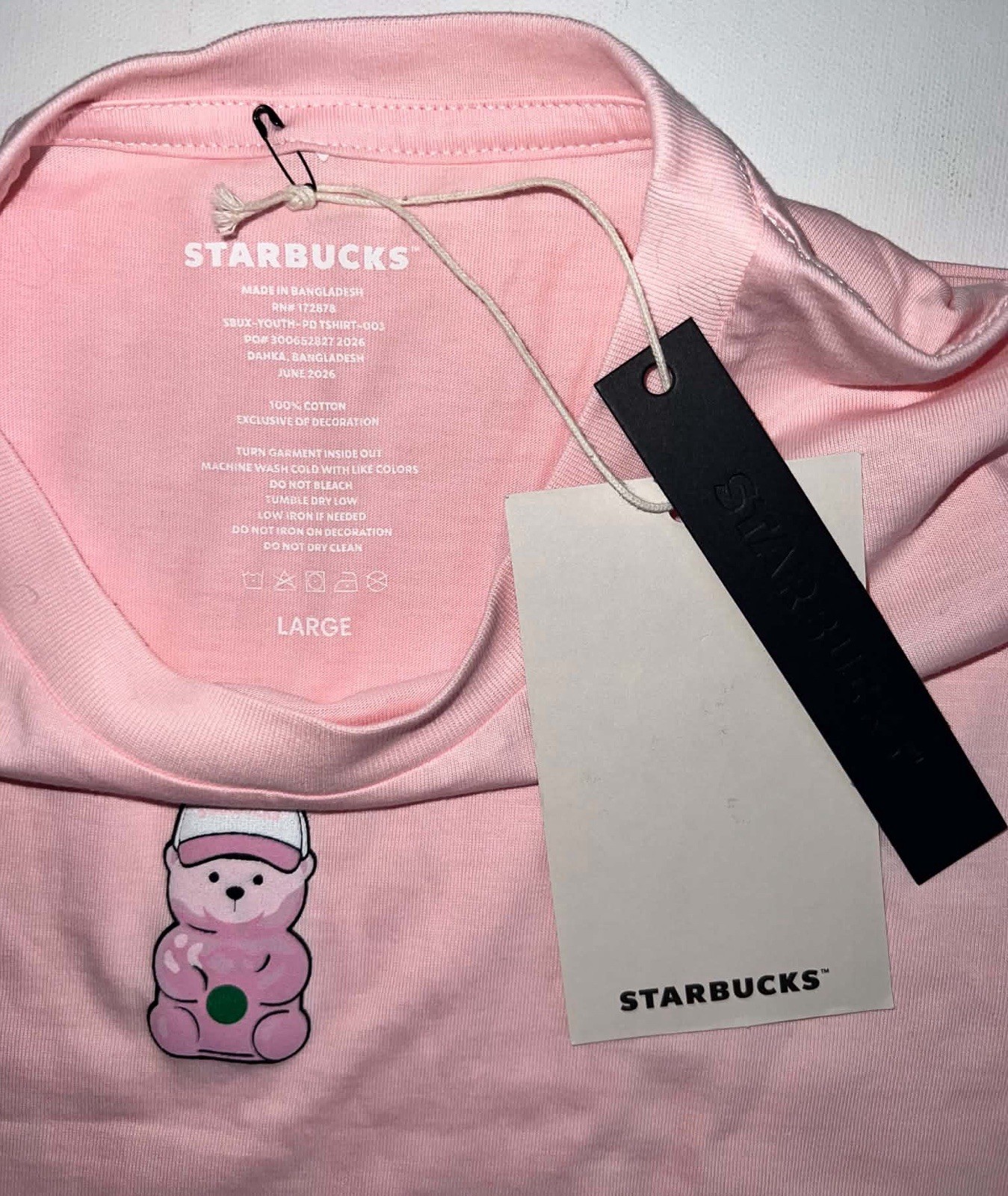Starbucks Pink Bear Barista T-Shirt Logo Limited Edition Top NWT
