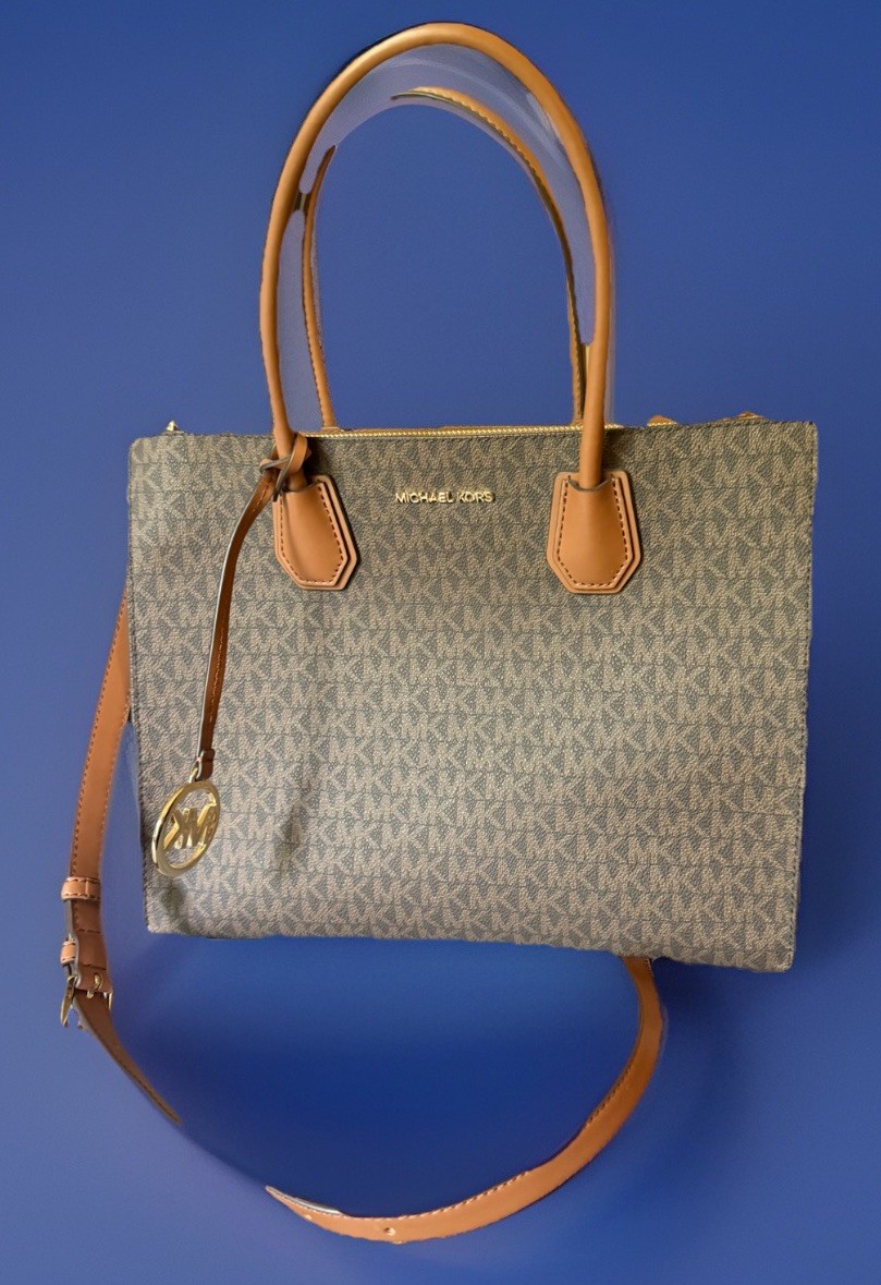 NEW Michael Kors Savannah Large Satchel 35T2GM9S3B Brown Acorn Signature MK Bag