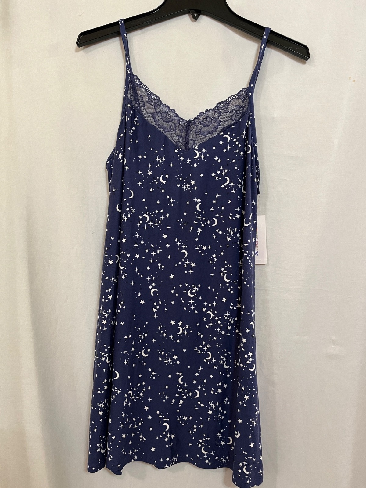 New Joyspun Women’s Moon Stars Celestial Gown Nightshirt knit Chemise with Lace