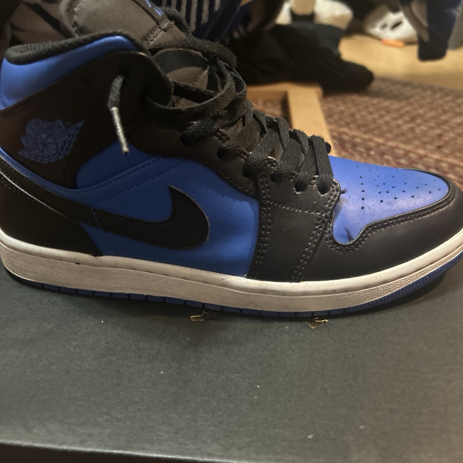 Jordan Air Jordan 1 Mid Black Royal Blue Mid Top Leather Men’s DQ8426-042