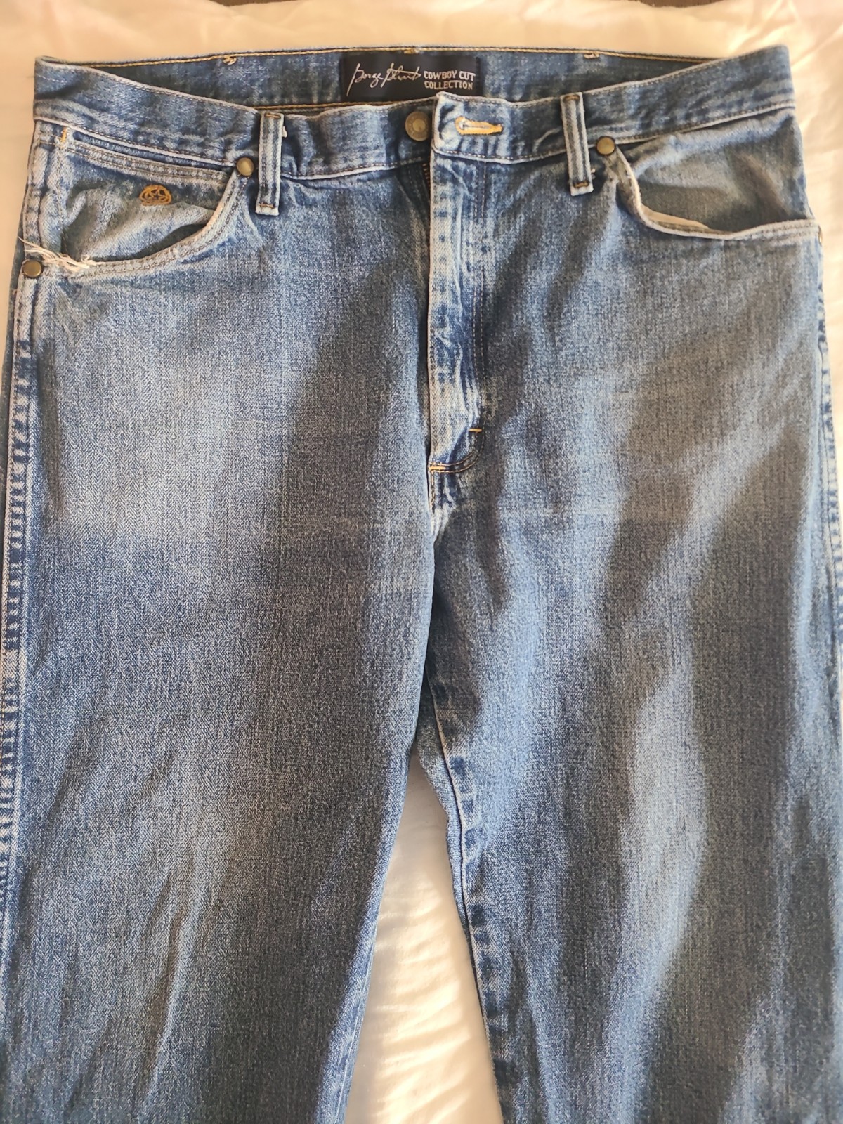 Wrangler George Strait Jeans Mens 35×36 Blue Denim Faded Cowboy Western Rodeo