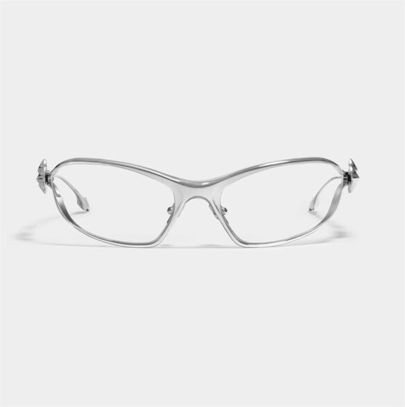 GEntle MOnster Silver Rectangle Eyeglasses Frame Futuristic Y2K Cyber Unisex