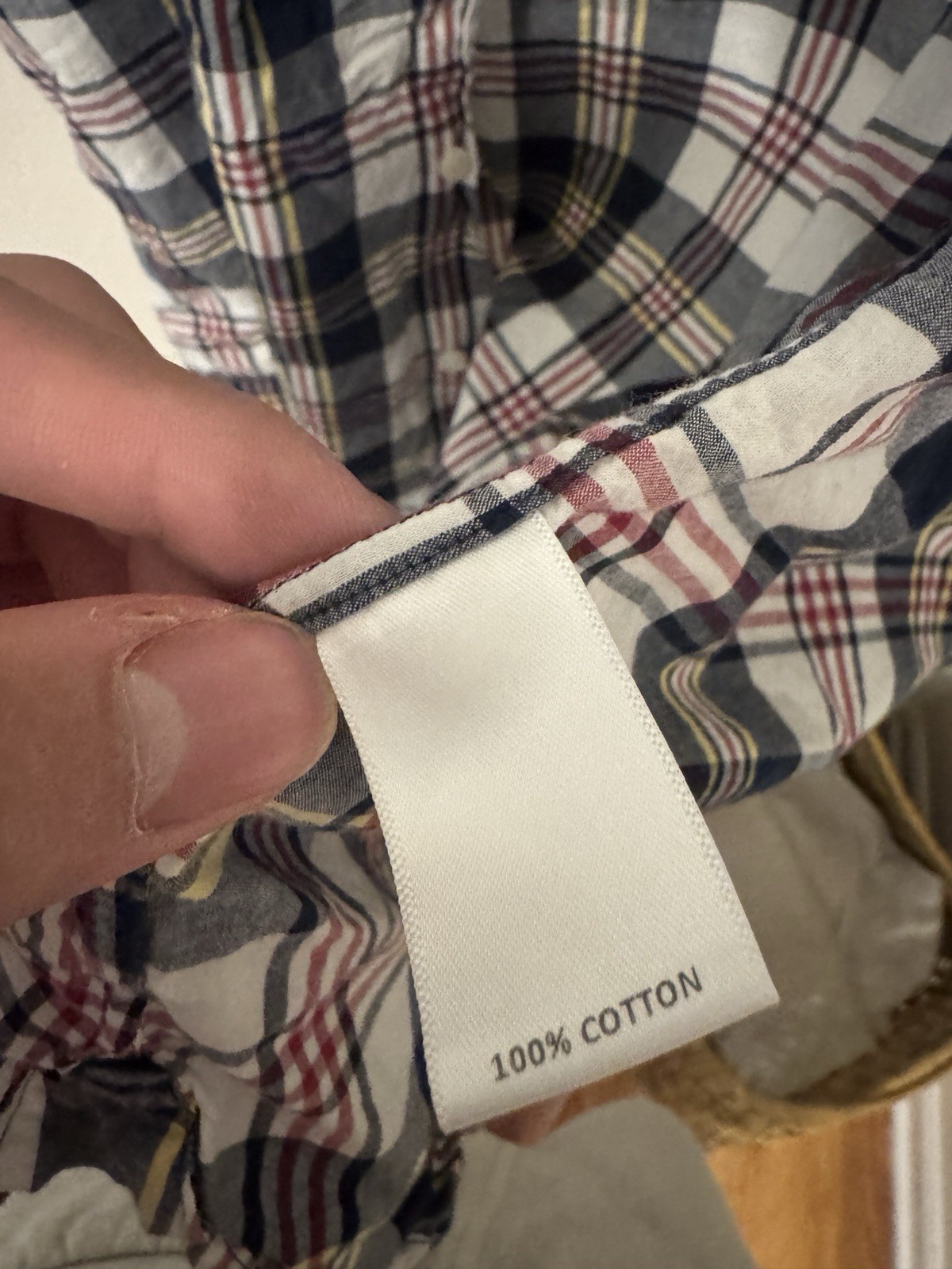 Cremieux Classics Indian Madras Men’s Cotton Button-Down Shirt Short Sleeve L